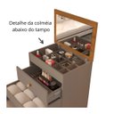 Ver imagem 5 de Penteadeira MDF Compartimento Maquiagem Banqueta 3 Gavetas:Gris/Nature