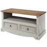 Rack de Tv com Duas Portas em Madeira Maciça Cinza Lavado - 1