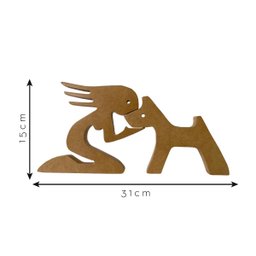 Escultura Decorativa Menina e o Cachorro 31x15cm Amêndoa - 2