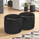 Ver imagem 1 de Kit 02 Puffs Redondo 50cm Sala de Estar Living Coliseu W01 Couríssimo Preto - Lyam Decor