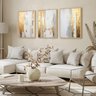 Quadro Decorativo Abstrato Gold Dourado Luxo Moderno Sala Quarto com Moldura - 3