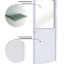 Ver imagem 4 de Porta de Alumínio de Giro Mista com Lambri e Vidro 215x85cm Lucasa Ideale Abertura Direita