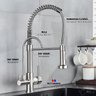 Torneira Cozinha Gourmet Flexível Monocomando Bica Dupla Saída para Filtro (Spring Duo - Escovada) - 3