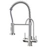 Torneira Cozinha Gourmet Flexível Monocomando Bica Dupla Saída para Filtro (Spring Duo - Escovada) - 1
