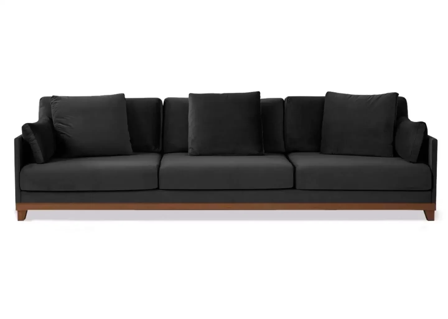 Ver imagem 3 de Sofá 3 Lugares com Base em Mdf, Veludo Preto, 2,62m