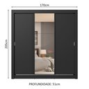 Ver mais imagens de Guarda-roupa Casal 3 Portas de Correr com Espelho 4 Gavetas Preto Sublime Plus Madesa Preto
