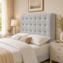 Ver imagem 2 de Cabeceira Ana Estofada Boucle p/ Cama Box Casal 140cm Quarto