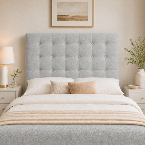 Cabeceira Ana Estofada Boucle p/ Cama Box Casal 140cm Quarto