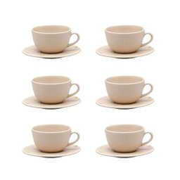 Jogo De 6 Xícaras Grandes 200 Ml Com Pires Oxford Unni Afeto - 2 Jogo De 6 Xícaras Grandes 200 Ml Com Pires Oxford Unni Afeto - 2