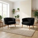 Ver imagem 1 de Conjunto 2 Poltronas Estofada para Sala de Estar Aconchegante Tecido Veludo Pés de Madeira