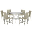 Ver imagem 1 de Mesa Ascoli 120 Cm com 6 Cadeiras Cannes de Alumínio, Pintura Fendi e Trama Tela de Corda Náutica