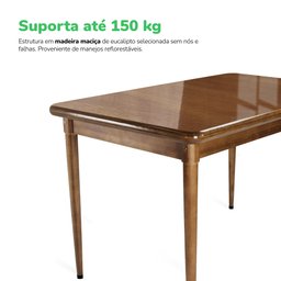 Mesa de Madeira Retangular com 6 Cadeiras para Apartamento Pequeno - 14