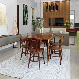 Mesa de Madeira Retangular com 6 Cadeiras para Apartamento Pequeno - 8