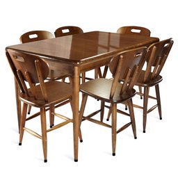 Mesa de Madeira Retangular com 6 Cadeiras para Apartamento Pequeno - 1