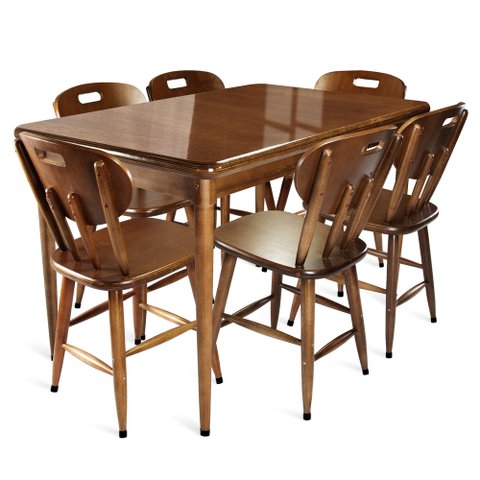Mesa de Madeira Retangular com 6 Cadeiras para Apartamento Pequeno