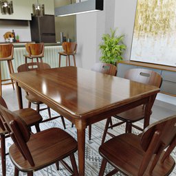 Mesa de Madeira Retangular com 6 Cadeiras para Apartamento Pequeno - 13
