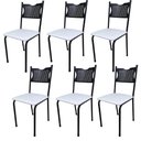 Ver imagem 1 de Kit 6 Cadeira para Cozinha Mc Tubular Almofadada Estrutura Preta com Assento Branco Medcombo