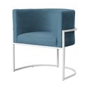 Ver imagem 1 de Poltrona Luana Linho Azul Base Metálica Branca - Vallisa Decor