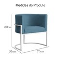 Ver imagem 4 de Poltrona Luana Linho Azul Base Metálica Branca - Vallisa Decor