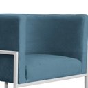 Ver imagem 3 de Poltrona Luana Linho Azul Base Metálica Branca - Vallisa Decor