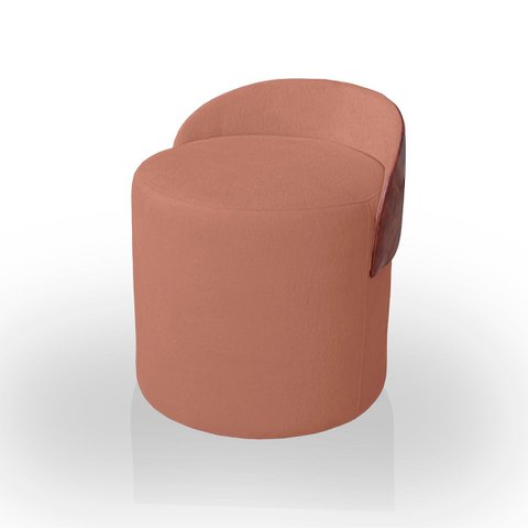 Puff Encosto Corino Bouclé Confortável Resistente Decorativo Yuri