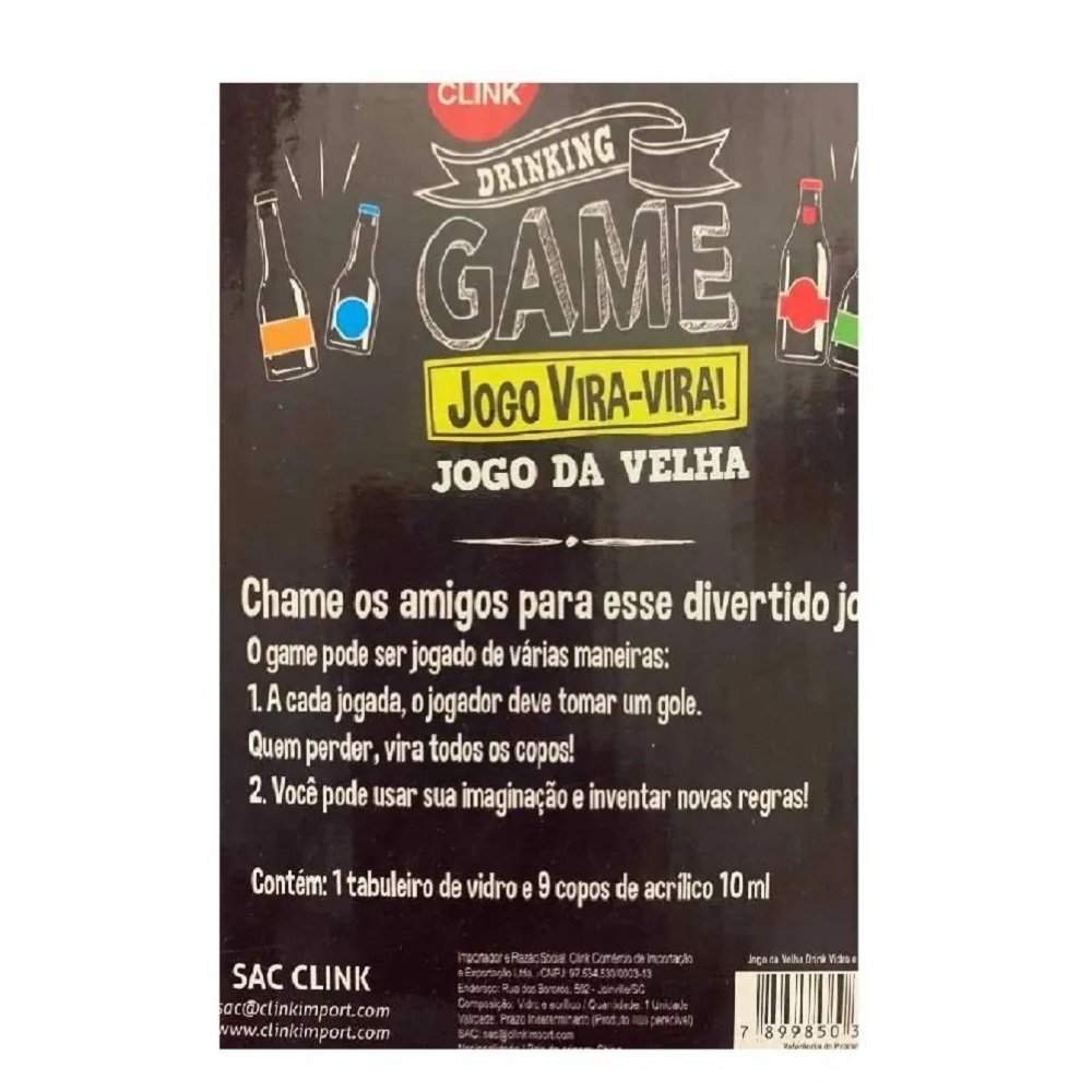 Jogo Da Velha Com Copos Drink Shot Dose 10ml