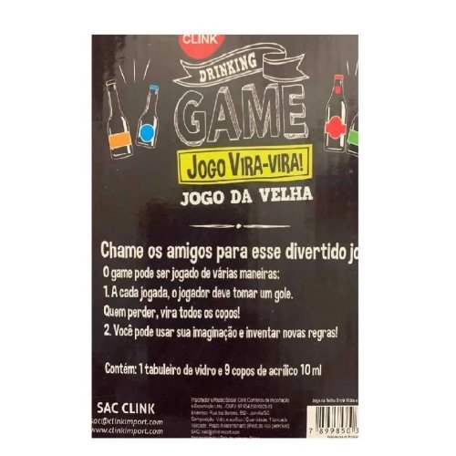 Jogo Da Velha Divertido Vira Vira Para Drinks Bebidas Não