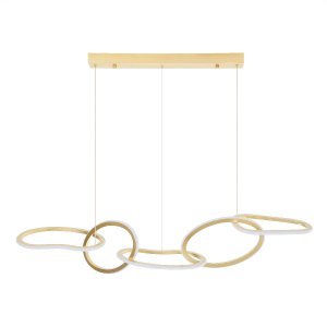 Pendente Moderno Led Zena 1,20m 67w 3000k Ouro Nordecor