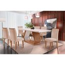Ver imagem 1 de Conjunto: Mesa Sala Jantar Alvorada C/ Tampo Madeirado Canto Reto 180x90cm e 6 Cadeiras Amsterdã