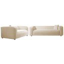 Ver imagem 1 de Kkit Sofá 2 Lugares 160cm e Poltrona Decorativa Escritório Orgânico Cecília Bouclé Bege