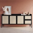 Ver imagem 2 de Aparador Buffet para Sala de Jantar 183cm Pés Madeira Moss A03 Nero Preto