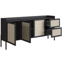 Ver imagem 3 de Aparador Buffet para Sala de Jantar 183cm Pés Madeira Moss A03 Nero Preto