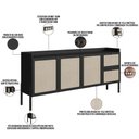 Ver imagem 4 de Aparador Buffet para Sala de Jantar 183cm Pés Madeira Moss A03 Nero Preto