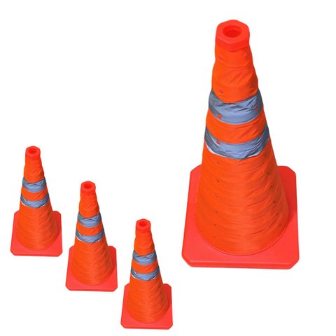 Cone Sinalizaçao Retratil Kit 3 Uni Portatil Dobravel Obra Estacionamento Balizador Segurança Emerge