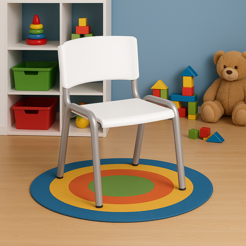 Kit 7 Cadeira Iso Infantil Creche, Escola Base Cinza Branco