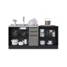 Kit 2 Balcões Modulados Gabinete Pia 120cm e Cooktop 80cm Mônaco com Rodapé sem Tampo Chumbo/tit - 3