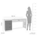 Ver imagem 3 de Mesa Escrivaninha Porto Escritório 3 Gavetas 163x77cm Cinza/Branco 250685