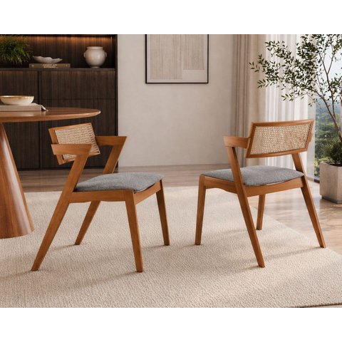 Kit 2 Cadeiras Maciça com Telinha Braço Oslo Luxo Imperial