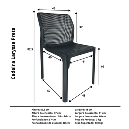 Cadeira Laryssa Preta Top Chairs - Kit com 6 - 4