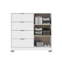 Ver imagem 3 de Cômoda Quarto Alta 125cm X 118,5cm com 2 Portas e 4 Gavetas Cor:branco