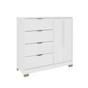 Ver imagem 1 de Cômoda Quarto Alta 125cm X 118,5cm com 2 Portas e 4 Gavetas Cor:branco