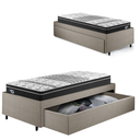 Ver imagem 1 de Base Box Cama Solteiro Sapateira Linho Bege e Colchão Gransleep Ecoflex 88x188