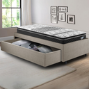 Ver imagem 6 de Base Box Cama Solteiro Sapateira Linho Bege e Colchão Gransleep Ecoflex 88x188