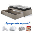 Ver imagem 3 de Base Box Cama Solteiro Sapateira Linho Bege e Colchão Gransleep Ecoflex 88x188