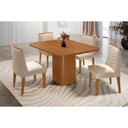 Ver imagem 1 de Conjunto: Mesa Sala Jantar Maldivas C/ Tampo Madeirado Canto Curvo 90x90cm e 4 Cadeiras Maldivas