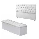Ver imagem 1 de Kit Baú Recamier + Cabeceira Box Shop Queen Couro Sintético Branco