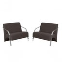 Ver imagem 1 de Kit 2 Poltronas 2 Lugares Braço Alumínio Suede Marrom