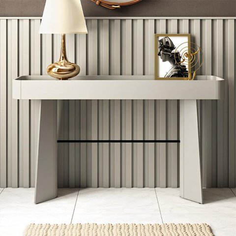 Aparador para Sala 136cm com Travessa em Metal 100% Mdf Cor:grigio com Preto