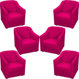 Kit 6 Poltronas Decorativas Para Sala De Espera Recepção Escritório Consultório Suede - 1