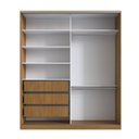 Ver imagem 3 de Guarda-Roupa Casal 2 Portas de Correr 3 Gavetas MDF 235x200cm Nexo Marrom Freijó Natura